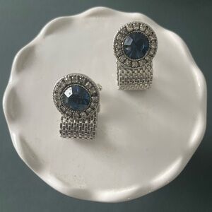 Elegant Silver and Blue Cuff Links